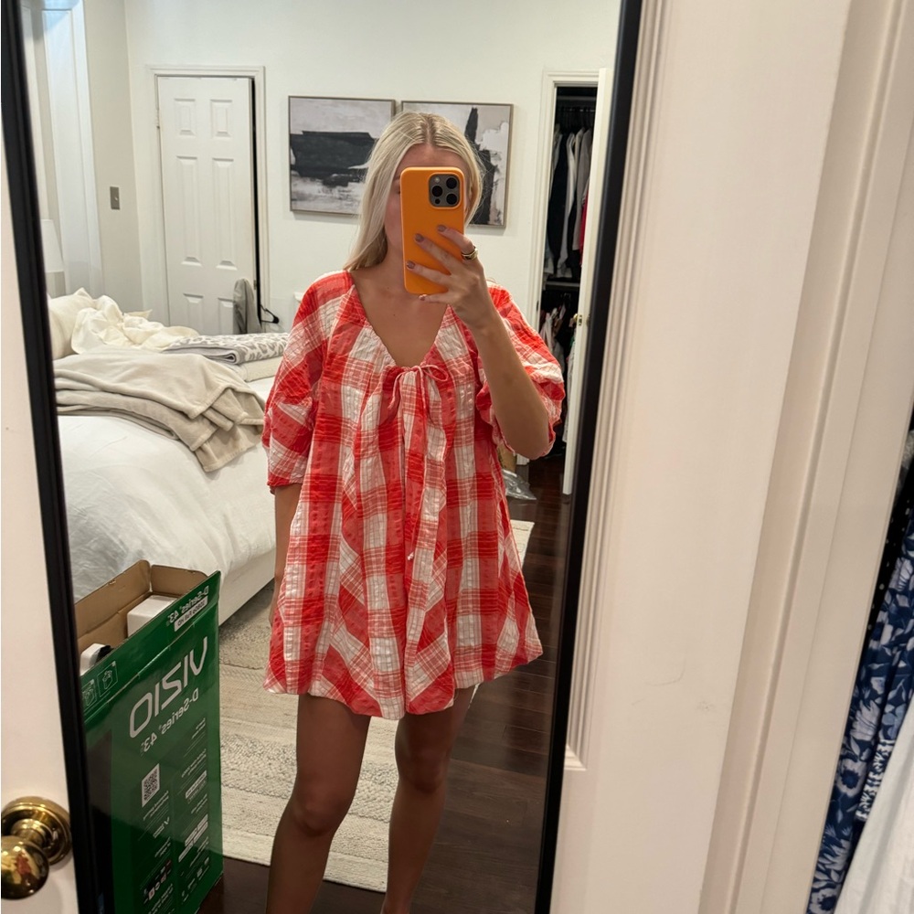 Red and White Plaid Romper